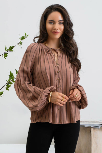 Tan Striped Blouse