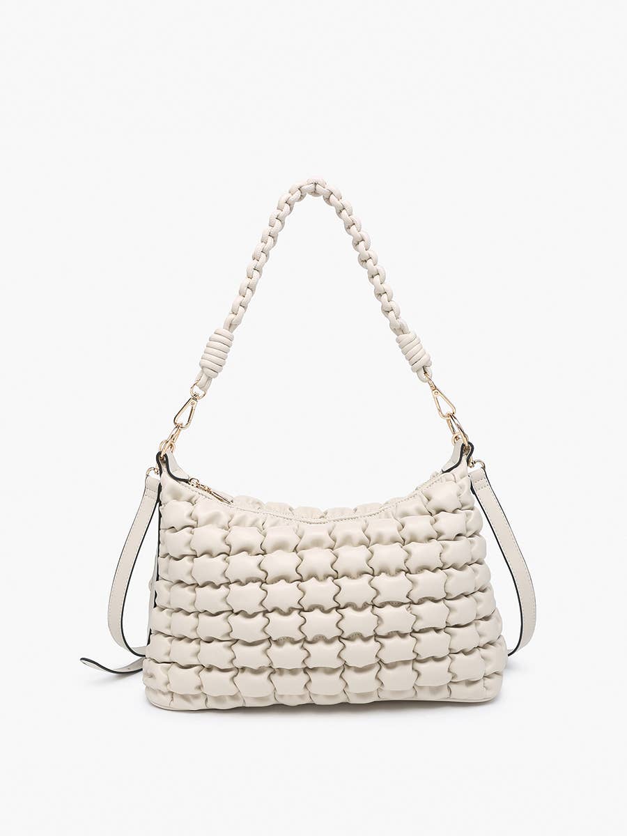 Puffer Shoulder Bag w/ Macrame Strap