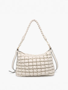 Puffer Shoulder Bag w/ Macrame Strap