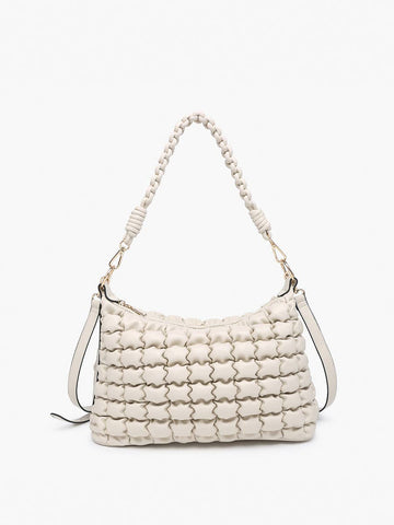 Puffer Shoulder Bag w/ Macrame Strap