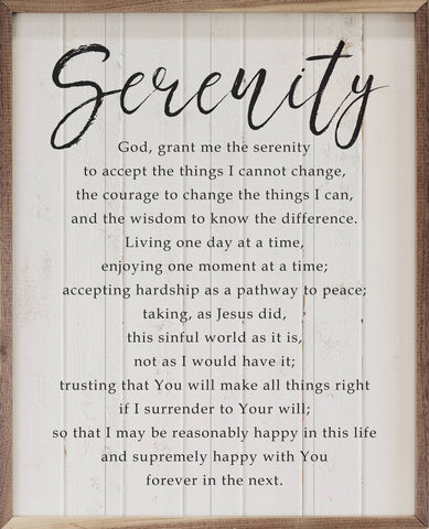 Serenity Prayer Whitewash: 24 x 30 x 1.5