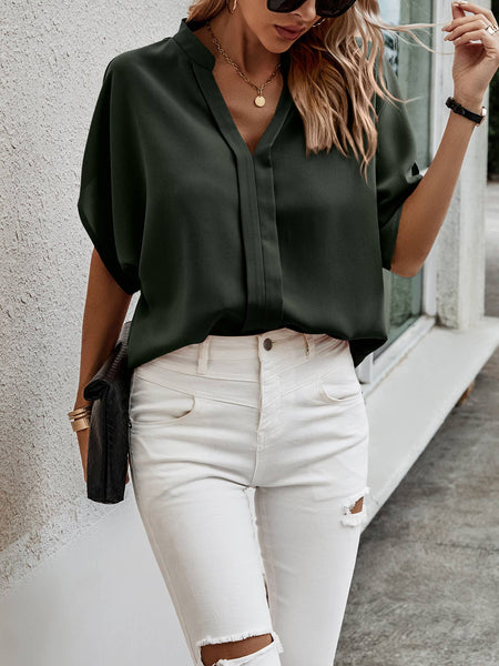 Olive Dolman Sleeve Blouse