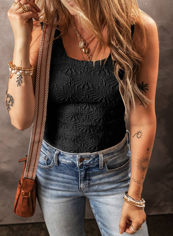 Black Floral Jacquard Tanktop