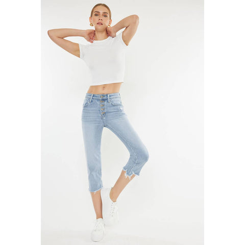 Stone Wash Capri Jeans