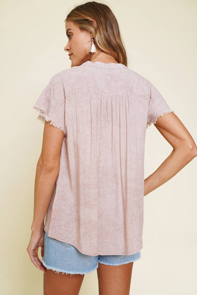 Blush Ruffle Sleeve Blouse