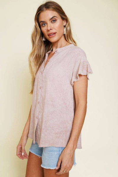 Blush Ruffle Sleeve Blouse