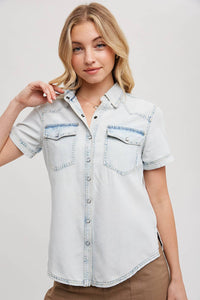 Denim Short Sleeve Top