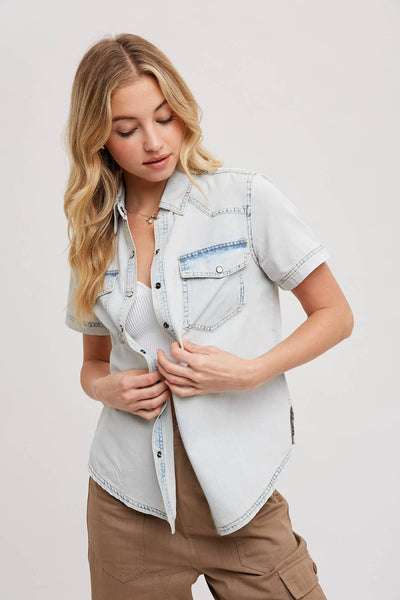 Denim Short Sleeve Top