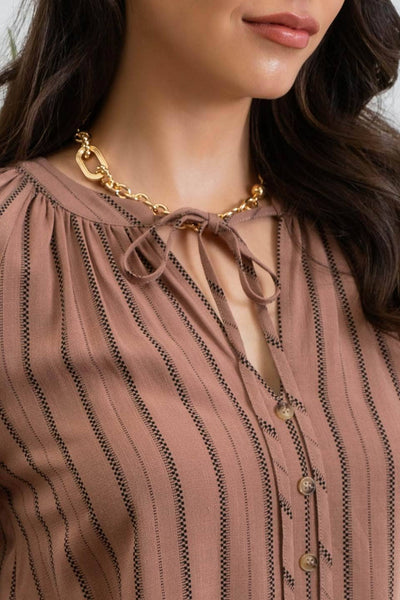 Tan Striped Blouse