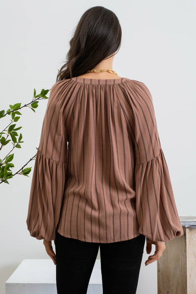 Tan Striped Blouse