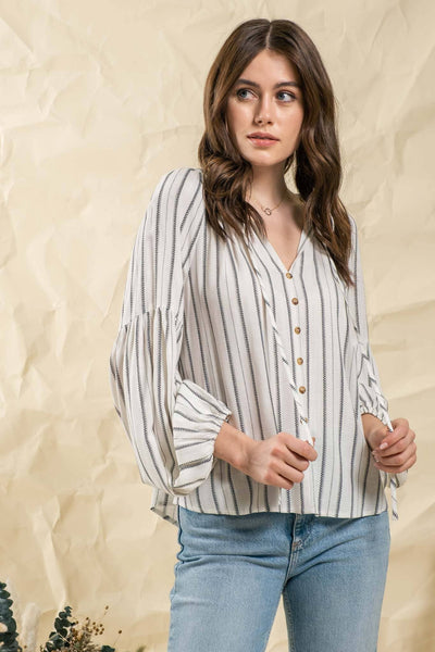 Tan Striped Blouse