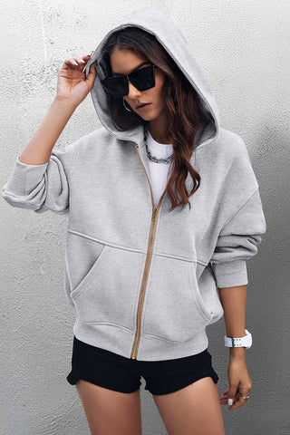 Two Tone Full Length Zip Up Hoodie