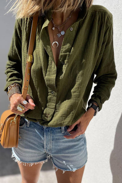 Textured Green Long Sleeve Shirt