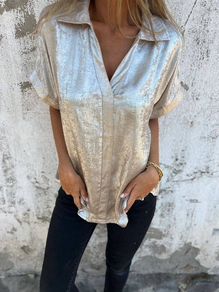 Champagne Metallic Button Down