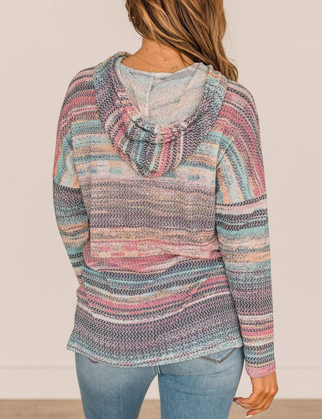 Striped Cable Knit Hoodie