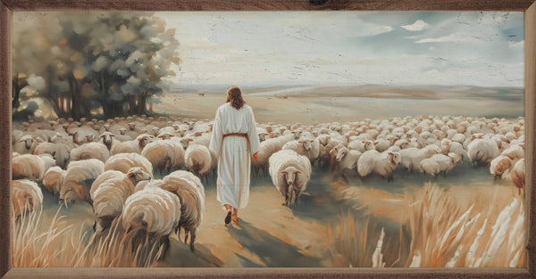 Jesus With His Flock: 24x12