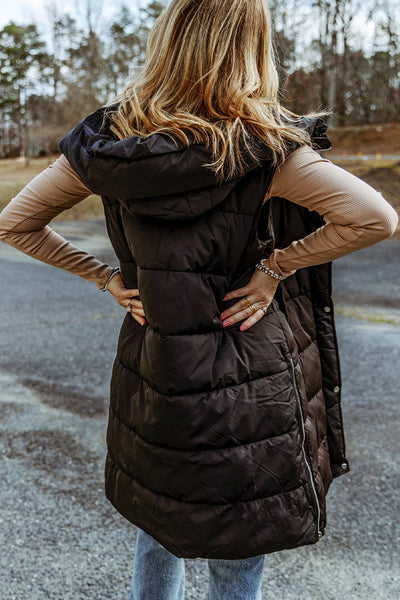 Hooded Long Quilted Vest