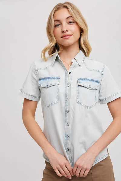 Denim Short Sleeve Top