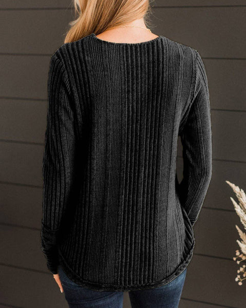 Black Ribbed Longsleeve Top