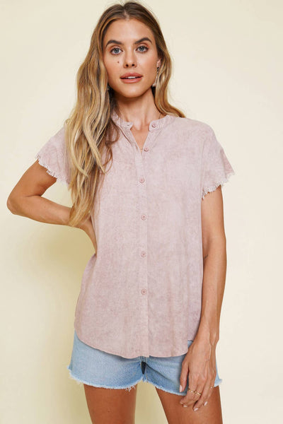 Blush Ruffle Sleeve Blouse