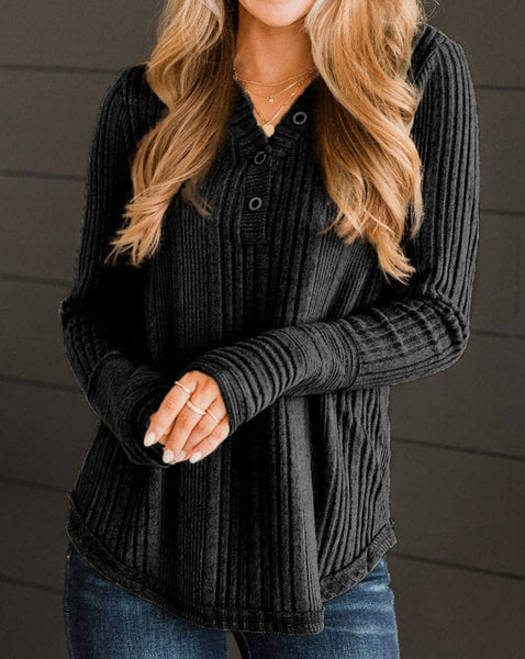 Black Ribbed Longsleeve Top