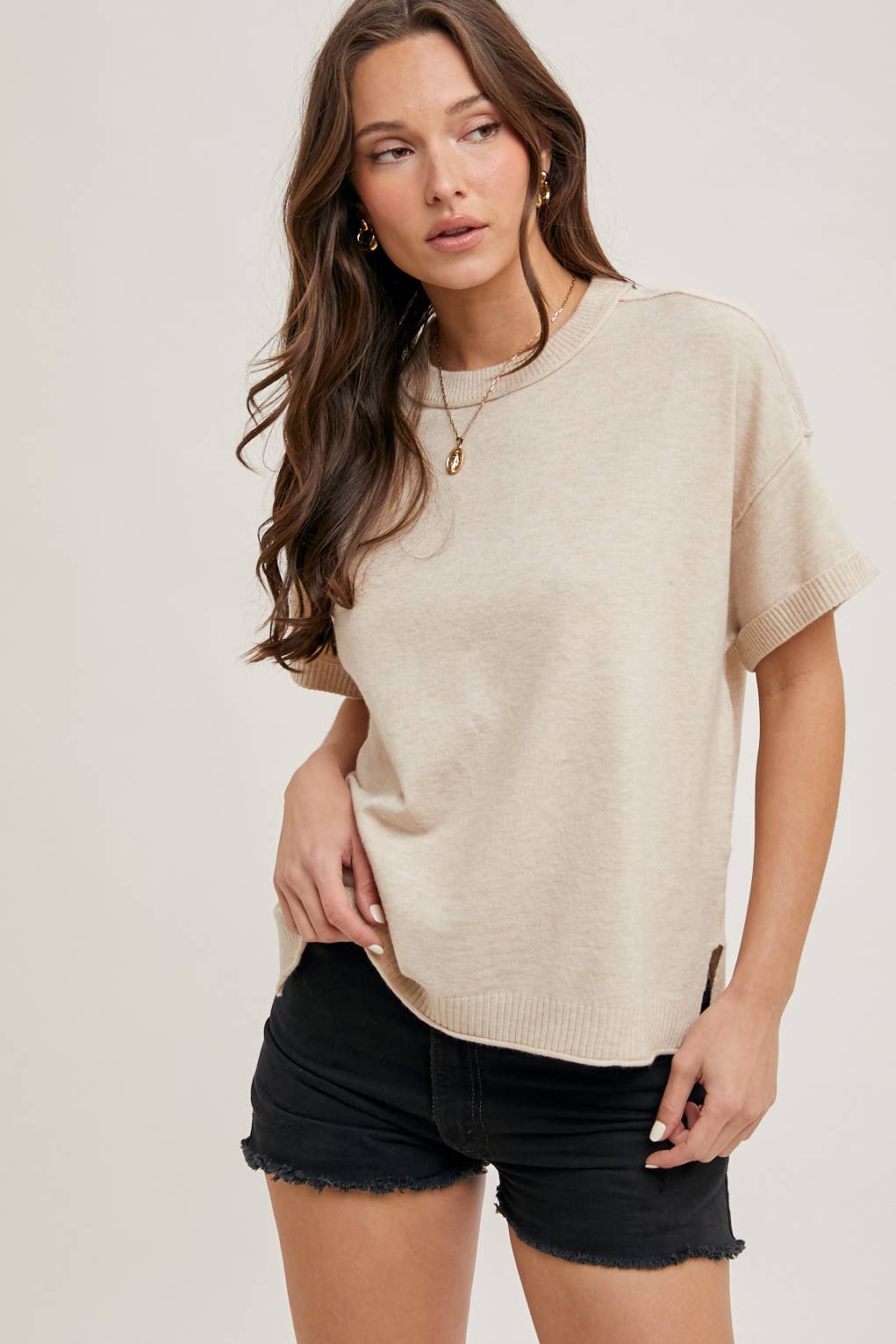 Crew Neck Short Sleeve Top