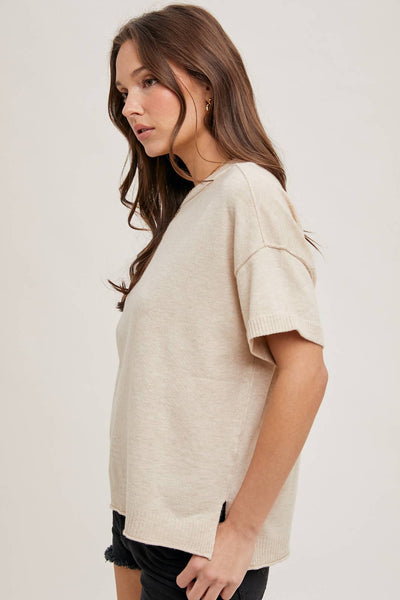 Crew Neck Short Sleeve Top