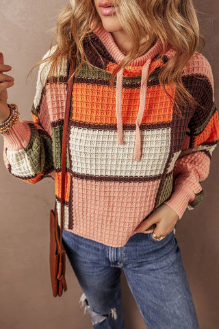 Color Block Waffle Knit Sweater