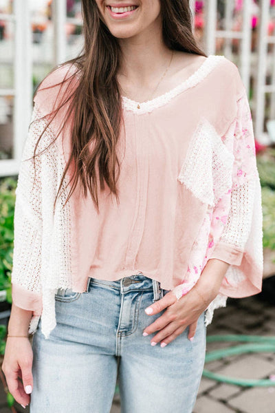 Floral Crochet Patchwork Blouse