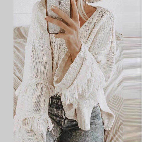 Tassels Long Sleeve Knit Top