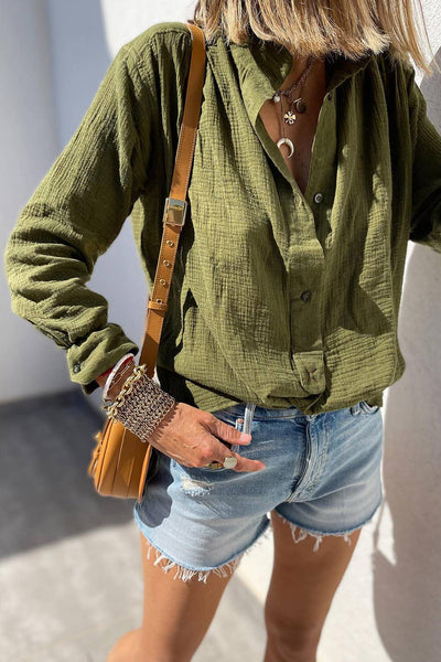 Textured Green Long Sleeve Shirt