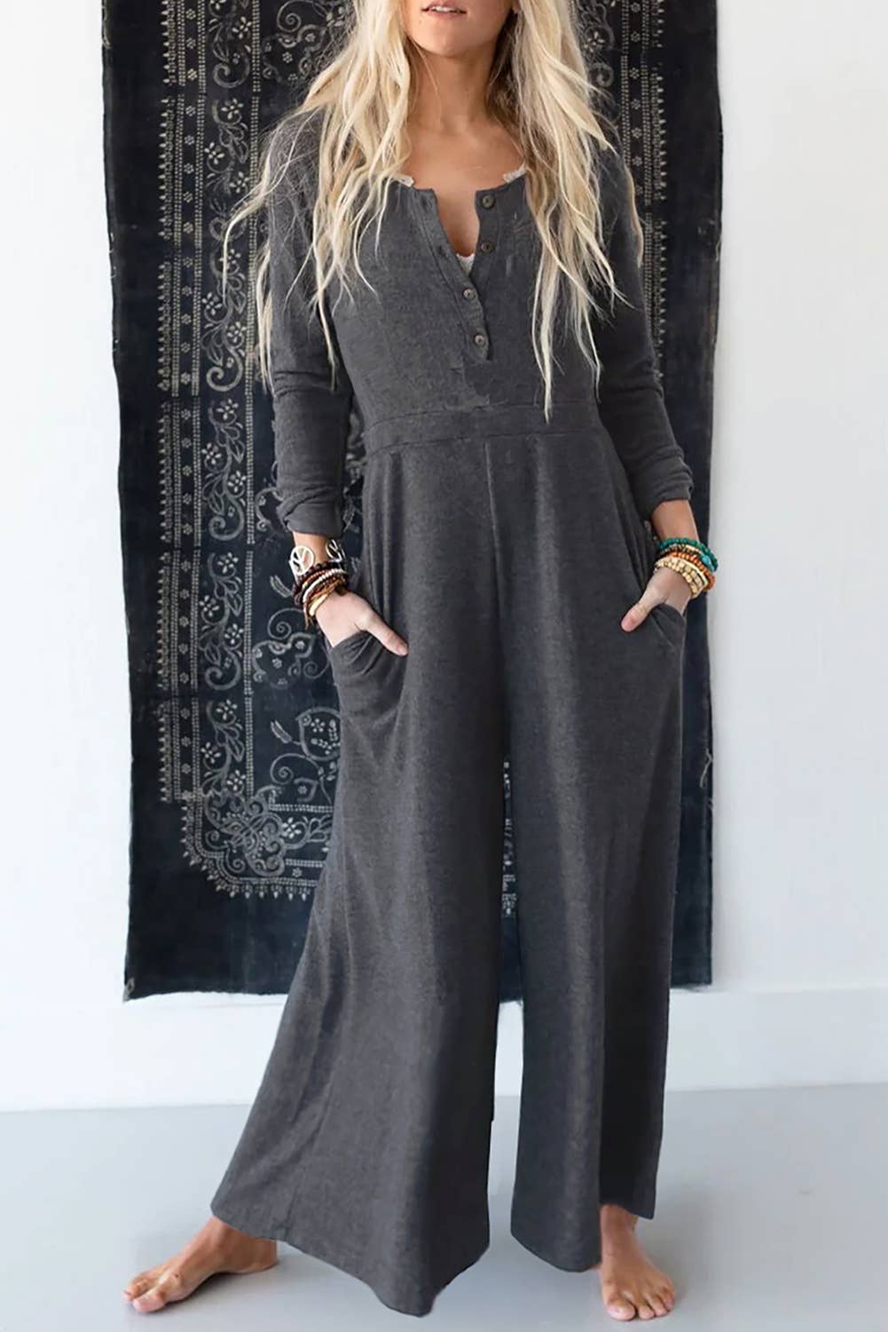 Grey Wide Leg Jumpsuit