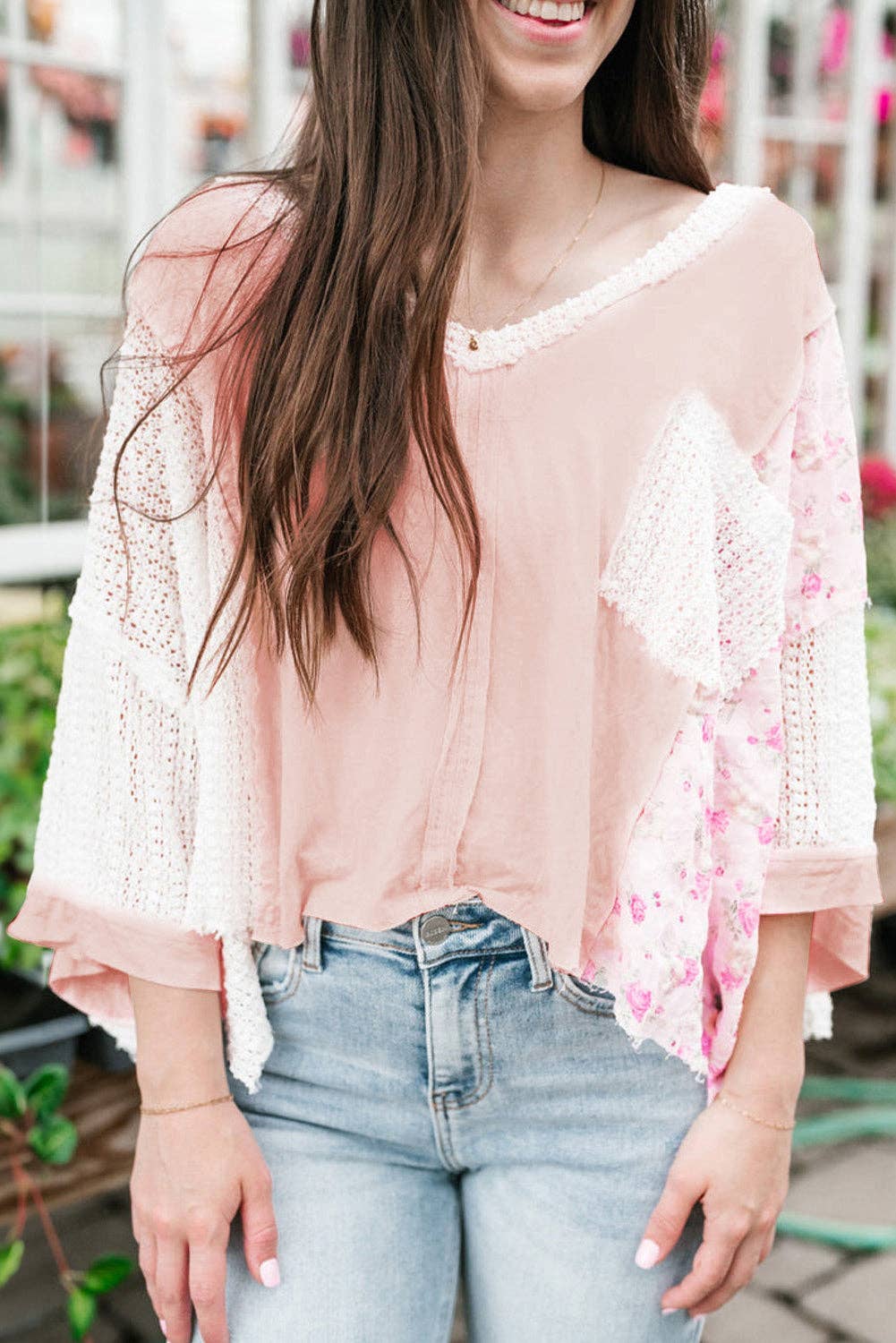 Floral Crochet Patchwork Blouse