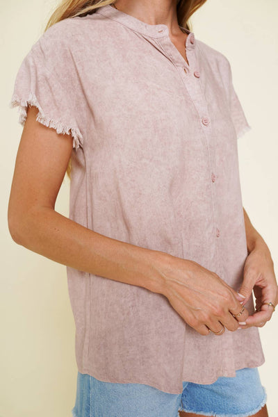 Blush Ruffle Sleeve Blouse