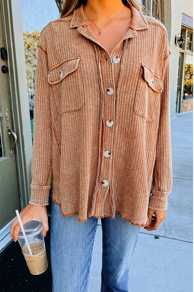 Rust Waffle Textured Shirt