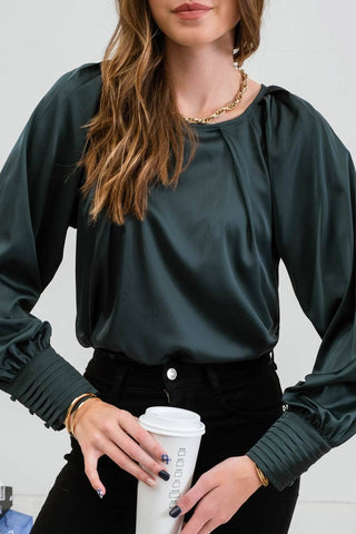 Hunter Green Silky Blouse