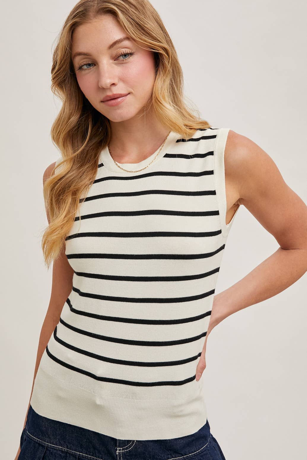 STRIPED KNIT TANK TOP