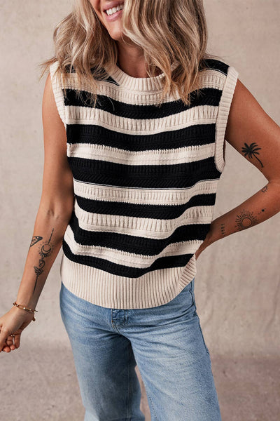 Ribbed Trim Knitted Tank Top