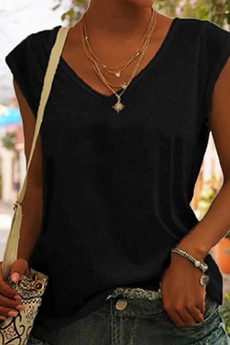 Black VNeck Sleeveless Top