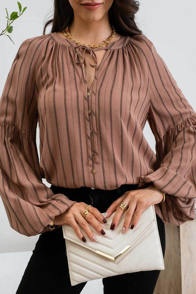 Tan Striped Blouse