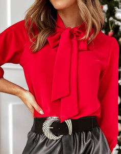 Bow Tie Chiffon Blouse