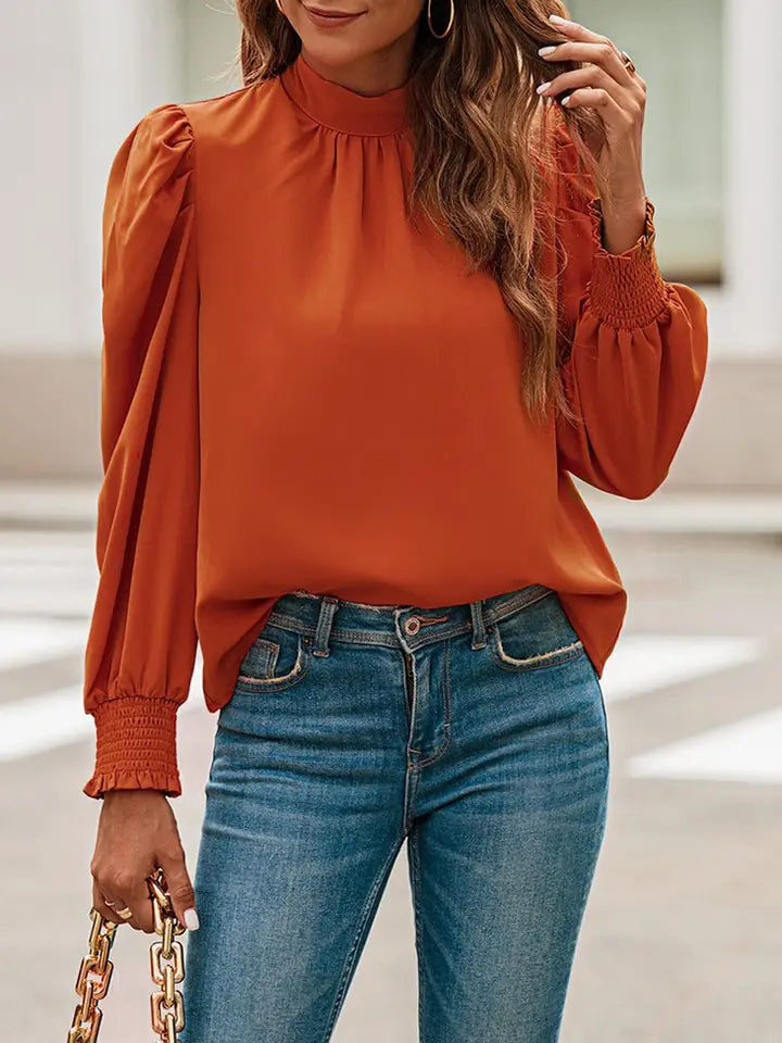 Orange High Neck Blouse