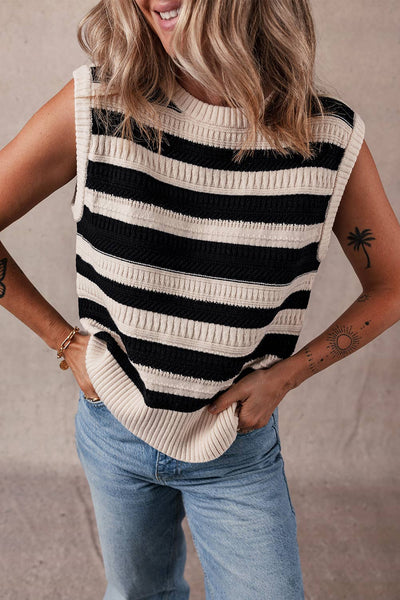 Ribbed Trim Knitted Tank Top