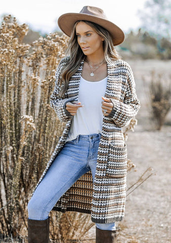 Chunky Striped Ribbed Cardigan