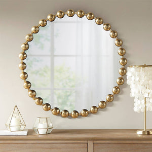 Round Iron Framed Wall Decor Mirror, Gold: Extra Large 36"