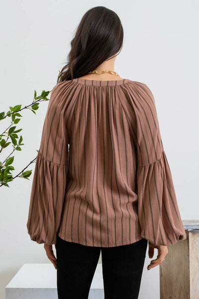 Tan Striped Blouse