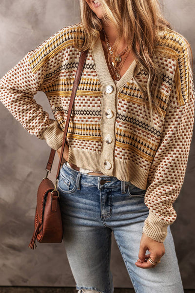 Buttoned Cropped Cardigan