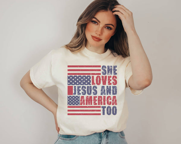 Retro She Loves Jesus Tee