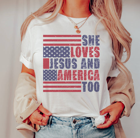 Retro She Loves Jesus Tee