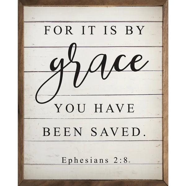 By Grace Ephesians 2 8 White: 16 x 20 x 1.5